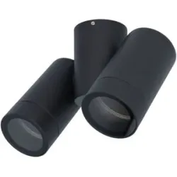HOFTRONIC Silva LED Wandleuchte - Wandspot - Deckenspot - schwenkbar - 2-Licht - dimmbar - GU10-Fassung - IP65 Wasserdicht - Schwarz - Für den Innen- und Außenbereich