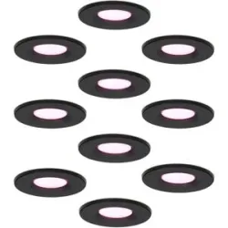 HOFTRONIC SMART 10er Set Venezia Smart Einbaustrahler - IP65 wasserdicht - 6W 450lm - Wifi + Bluetooth - RGBWW - Google Home, Amazon Alexa und Siri - Schwarz - Für innen, außen und bad