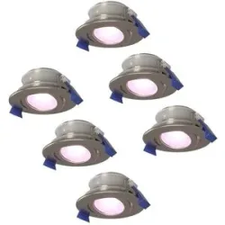 HOFTRONIC SMART 6er Set Lima Smart Einbaustrahler - Wifi + Bluetooth - RGBWW - GU10 - Schwenkbar - Google Home, Amazon Alexa und Siri - IP65 Wasserdicht - Edelstahl - App Steuerung und Sprache
