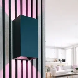 HOFTRONIC Miles XL Smart Wandleuchte LED - Wifi + Bluetooth - 20W 2000lm - Dimmbar - RGBWW - IP65 wasserdicht - Up Down Lampe - Verstellbar - Schwarz - Google Home, Amazon Alexa und Siri