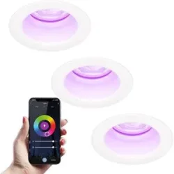 HOFTRONIC SMART 3er Set Mari - Smart LED Einbaustrahler - IP65 wasserdicht - 5,5 Watt 345 Lumen - Wifi + Bluetooth - RGBWW - GU10 - Google Home, Amazon Alexa und Siri - Für Innen, Außen und Badezimmer - Weiß