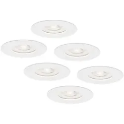 HOFTRONIC 6er Set Bari LED Einbaustrahler extra flach 58mm - 3.8W 270lm - GU10 LED-Modul - 6000K tageslichtweiß - Dimmbar - Rund - IP65 wasserdicht - Weiß