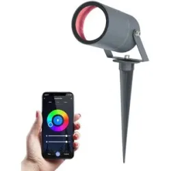 HOFTRONIC SMART Spikey Smart Gartenstrahler mit Erdspieß - RGBWW - Wifi + Bluetooth - 5,5W 345lm - IP65 Wasserdicht - App-Steuerung - Google Home, Amazon Alexa und Siri - Anthrazit - Gartenspots