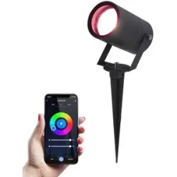 HOFTRONIC SMART Spikey Smart Gartenstrahler mit Erdspieß - RGBWW - Wifi + Bluetooth - 5,5W 345lm - IP65 Wasserdicht - App-Steuerung - Google Home, Amazon Alexa und Siri - Schwarz - Gartenspots