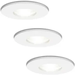 HOFTRONIC 3x Barcelona LED-Einbaustrahler - Dimmbar - 4 Watt 6500K tageslichtweiß - GU10 Fassung - IP44 - Weiß - Für Innen, Außen und Badezimmer