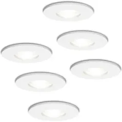 HOFTRONIC 6x Barcelona LED-Einbaustrahler - Dimmbar - 4 Watt 6500K tageslichtweiß - GU10 Fassung - IP44 - Weiß - Für Innen, Außen und Badezimmer