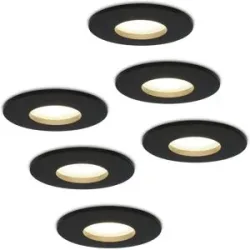 HOFTRONIC 6x Porto LED-Einbaustrahler - Dimmbar - 4 Watt - 4000K neutralweiß - IP44 - Schwarz