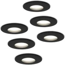 HOFTRONIC 6x Porto LED-Einbaustrahler - Dimmbar - 4 Watt - 6500K tageslichtweiß - IP44 Schwarz