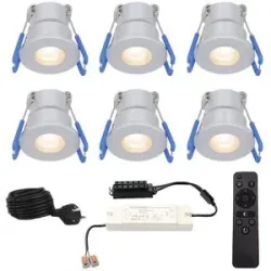 HOFTRONIC Set met 6 Milano Einbaustrahler 12V - IP65 wasserdicht - 2700K warmweiß - 3 Watt 200 Lumen - Edelstahl - Wandleuchte - Dimmbar