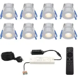 HOFTRONIC Set mit 8 Milano Einbaustrahler 12V - IP65 wasserdicht - 2700K warmweiß - 3 Watt 200 Lumen - Edelstahl - Wandleuchte - Dimmbar