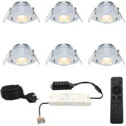 HOFTRONIC Komplettset Sienna Mini Einbaustrahler 12V - 6x3W - 2700K warmweiß - IP44 wasserdicht - Schwenkbar - Dimmbar