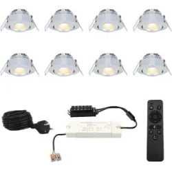 HOFTRONIC Komplettset Sienna Mini Einbaustrahler 12V - 8x3W - 2700K warmweiß - IP44 wasserdicht - Schwenkbar - Dimmbar