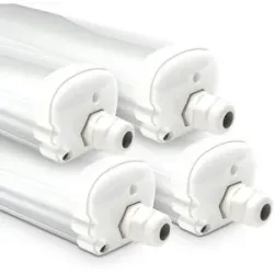 HOFTRONIC 4er Set LED Feuchtraumleuchte 150cm - IP65 Wasserdicht- 48 Watt 5760 Lumen (120lm/W) - 4000K neutralweiß - Verknüpfbar - IK07 - Tri-Proof Deckenleuchten