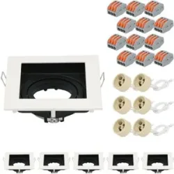 HOFTRONIC 6er Set Altos LED Einbaustrahler - Schwenkbar Armatur - 10x10 cm - Eckig - GU10 Fassung - IP20 für den Innenbereich - Weiß