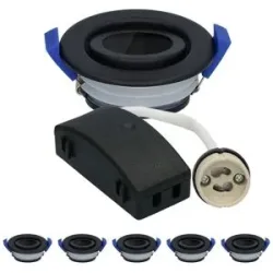 HOFTRONIC 6er Set Peru LED Einbaustrahler - Schwenkbar Armatur - Durchmesser 85mm - GU10 Fassung - IP65 für Bad und Außenbereich - Rund - Schwarz
