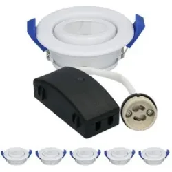 HOFTRONIC 6er Set Peru LED Einbaustrahler - Schwenkbar Armatur - Durchmesser 85mm - GU10 Fassung - IP65 für Bad und Außenbereich - Rund - Weiß