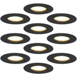 HOFTRONIC 10x Bari Einbaustrahler - 4 Watt 345 Lumen - 2700K warmweiß - Dimmbar - IP65 - Schwarz - für Innen und Außen - GU10 Fassung