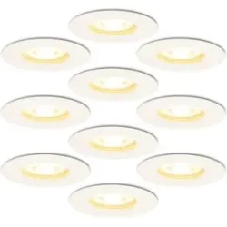 HOFTRONIC 10x Bari Einbaustrahler - 4 Watt 345 Lumen - 2700K warmweiß - Dimmbar - IP65 - Weiß - für Innen und Außen - GU10 Fassung