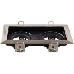 HOFTRONIC Durham LED Einbaustrahler Doppel - Schwenkbar - 10x18 cm - GU10 Fassung - Eckig - IP20 für den Innenbereich - Edelstahl