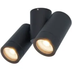 HOFTRONIC Silva LED Deckenleuchte - Schwenkbar - 2x 4W 345lm - 2700K warmweiß - IP65 Wasserdicht - Deckenstrahler - Innen- und Außenbereich - 2-Flammig - Schwarz