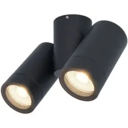 HOFTRONIC Silva LED Deckenleuchte - Schwenkbar - 2x 4W 345lm - 4000K neutralweiß - IP64 Wasserdicht - Deckenstrahler - Innen- und Außenbereich - 2-Flammig - Schwarz