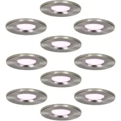 HOFTRONIC SMART Set mit 10 Venezia Smart Einbaustrahler - IP65 wasserdicht - 6W 450lm - Wifi + Bluetooth - RGBWW - Google Home, Amazon Alexa und Siri - Edelstahl - Deckenspots
