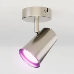 HOFTRONIC SMART Riga - LED smart Deckenleuchte - 5 Watt 400 Lumen - Schwenkbar - RGBWW - GU10 - Wifi + Bluetooth - Google Home, Amazon Alexa und Siri - IP20 für Innenbereich - Edelstahl