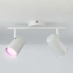 HOFTRONIC SMART Riga - LED smart Deckenleuchte - 2 Flammig - 10 Watt 800 Lumen - Schwenkbar - RGBWW - GU10 - Wifi + Bluetooth - Google Home, Amazon Alexa und Siri - IP20 für Innenbereich - Weiß