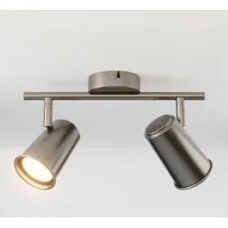 HOFTRONIC Riga - LED Deckenleuchte - 2 Flammig - 8 watt 690 lumen - Schwenkbar - 2700K warmweiß - GU10 - Dimmable - IP20 für Innenbereich - Edelstahl