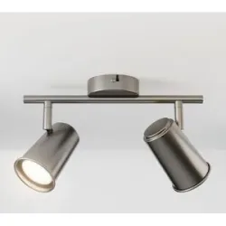 HOFTRONIC Riga LED-Deckenleuchte - 2 Spots - GU10 - Dreh- und schwenkbar - 8 Watt 690 Lumen - 4000K neutralweiß - Dimmbar - Deckenspot - Innen - Edelstahl