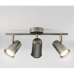 HOFTRONIC Riga - LED Deckenleuchte - 3 Flammig - 12 Watt 1035 Lumen - Schwenkbar - 4000K neutralweiß - GU10 - Dimmable - IP20 für Innenbereich - Edelstahl
