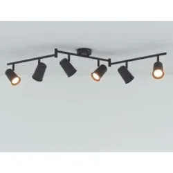 HOFTRONIC Riga - LED Deckenleuchte - 6 Flammig - 24 Watt 2070 lumen - Schwenkbar - 2700K warmweiß - GU10 - Dimmbar - IP20 für Innenbereich - Schwarz