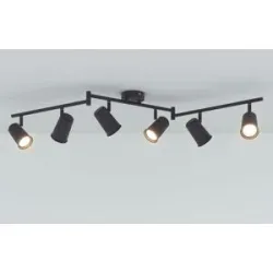 HOFTRONIC Riga - LED Deckenleuchte - 6 Flammig - 24 Watt 2070 Lumen - Schwenkbar - 4000K neutralweiß - GU10 - Dimmbar - IP20 für Innenbereich - Schwarz