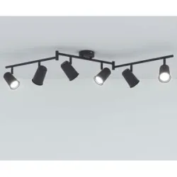 HOFTRONIC Riga - LED Deckenleuchte - 6 Flammig - 24 Watt 2345 Lumen - Schwenkbar - 6500K tageslichtweiß - GU10 - Dimmbar - IP20 für Innenbereich - Schwarz
