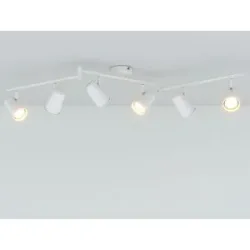 HOFTRONIC Riga - LED Deckenleuchte - 6 Flammig - 30 Watt 2345 lumen - Schwenkbar - 2700K warmweiß - GU10 - Dimmbar - IP20 für Innenbereich - Weiß