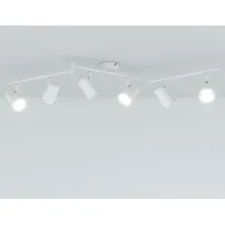 HOFTRONIC Riga - LED Deckenleuchte - 6 Flammig - 24 Watt 2345 Lumen - Schwenkbar - 6500K tageslichtweiß - GU10 - Dimmbar - IP20 für Innenbereich - Weiß