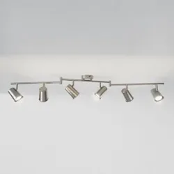 HOFTRONIC Riga - LED Deckenleuchte - 6 Flammig - 24 Watt 2070 Lumen - Schwenkbar - 4000K neutralweiß - GU10 - Dimmbar - IP20 für Innenbereich - Edelstahl