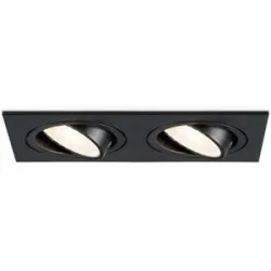 HOFTRONIC Mallorca - LED Einbaustrahler - Schwenkbar - 8 Watt 690 Lumen - 4000K neutralweiß - Doppelt - GU10 - Dimmbar - Rechteckig - IP20 für Innenbereich - Schwarz