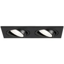 HOFTRONIC Mallorca - LED Einbaustrahler - Schwenkbar - 8 Watt 690 Lumen - 6500K tageslichtweiß - Doppelt - GU10 - Dimmbar - Rechteckig - IP20 für Innenbereich - Schwarz