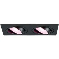 HOFTRONIC SMART Mallorca - LED Einbaustrahler - Schwenkbar - 11 Watt 690 Lumen - Wifi + Bluetooth - RGBWW - Doppelt - GU10 - Google Home, Amazon Alexa und Siri - Rechteckig - IP20 für Innenbereich - Schwarz