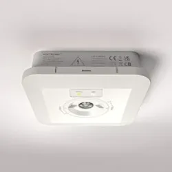 HOFTRONIC Fuga - LED Aufbaustrahler Quadratische Notbeleuchtung Weiß - 3 Watt 280 Lumen - Austauschbare Linse - IP65 wasserdicht - 3-Stunden (3300 mAh) Akku - 6500K tageslichtweiß - Autotestfunktion