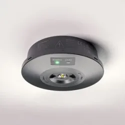 HOFTRONIC Fuga - LED Aufbaustrahler Rund Notbeleuchtung Schwarz - 3 Watt 280 Lumen - Wechselobjektiv - IP65 wasserdicht - 3-Stunden-Notfall-Akku (3300 mAh) - 6500K tageslichtweiß - Autotestfunktion