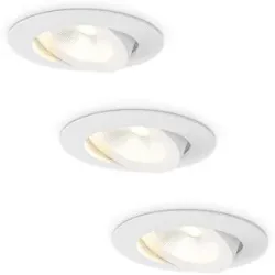 HOFTRONIC 3x Lugo LED Einbaustrahler - Weiß - Dimmbar - 5 Watt 450 Lumen - 2700K Warmweißes Licht - Schwenkbar - IP54 - Für Innen & Außen