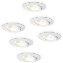 HOFTRONIC 6x Lugo LED Einbaustrahler - Weiß - Dimmbar - 5 Watt 450 Lumen - 2700K Warmweißes Licht - Schwenkbar - IP54 - Für Innen & Außen