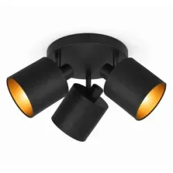 HOFTRONIC Jimmy LED-Deckenstrahler - 3 Spots - Neigbar - Drehbar - Schwarz/Gold - E14 Fassung - IP20
