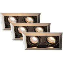 HOFTRONIC 3er-Set Durham - LED Einbaustrahler - Schwenkbar - 8 watt 690 lumen - 2700K warmweiß - Doppelt - GU10 - Dimmbar - Rechteckig - IP20 für Innenbereich - Edelstahl