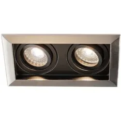 HOFTRONIC Durham - LED Einbaustrahler - Schwenkbar - 8 Watt 690 Lumen - 4000K neutralweiß - Doppelt - GU10 - Dimmbar - Rechteckig - IP20 für Innenbereich - Edelstahl