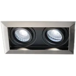 HOFTRONIC Durham - LED Einbaustrahler - Schwenkbar - 8 Watt 690 Lumen - 6500K tageslichtweiß - Doppelt - GU10 - Dimmbar - Rechteckig - IP20 für Innenbereich - Edelstahl