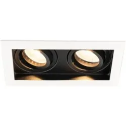 HOFTRONIC Durham - LED Einbaustrahler - Schwenkbar - 4 Watt 345 lumen - 2700K warmweiß - GU10 - Dimmbar - Viereckig - IP20 für Innenbereich - Weiß/Schwarz