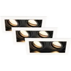 HOFTRONIC 3er-Set Durham - LED Einbaustrahler - Schwenkbar - 4 Watt 345 lumen - 2700K warmweiß - GU10 - Dimmbar - Viereckig - IP20 für Innenbereich - Weiß/Schwarz
